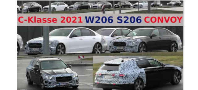 Mercedes-Erlkönige erwischt: Sieben auf einen Streich: Mercedes-C-Klasse BR206-Konvoi (Video)