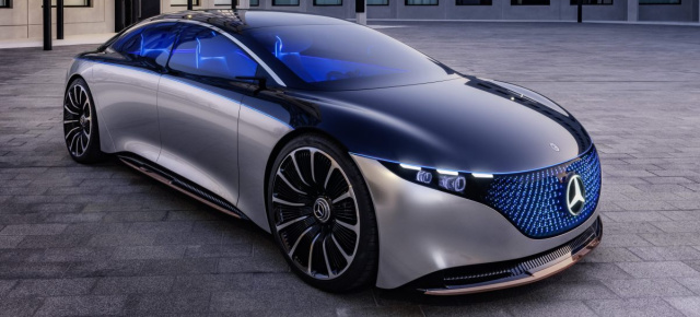 Premiere auf der IAA 2019: Mercedes-Benz Vision EQS mit 700-km-Reichweite: Hochspannung der Oberklasse: Es ist ein Wow-Car - Vorhang auf für das EQS-Showcar