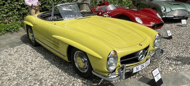 Gefunden beim Concorso d’Eleganza Villa d’Este am Comer See: 1960er Mercedes-Benz 300 SL Roadster in Uranium Gelb