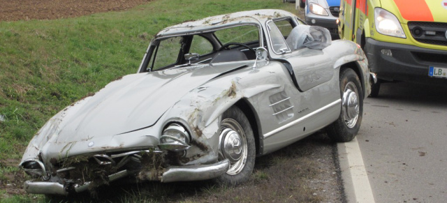 Mechatronik verunfallt Mercedes-Benz 300 SL Flügeltürer: 650.000 Euro Sachschaden bei Verkehrsunfall mit Mercedes-Oldtimer in Pleidelsheim