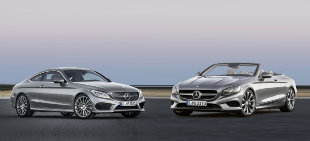 SCHÖNE STERNE 2015: Mercedes-Benz Neuheiten: IAA-Messe-Stars kommen nach Hattingen: Mercedes-Benz S-Klasse Cabrio & C-Klasse Coupé