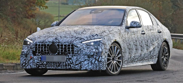 Mercedes-AMG Erlkönig erwischt: Aktuelle Bilder vom C43 mit geringerer Tarnung