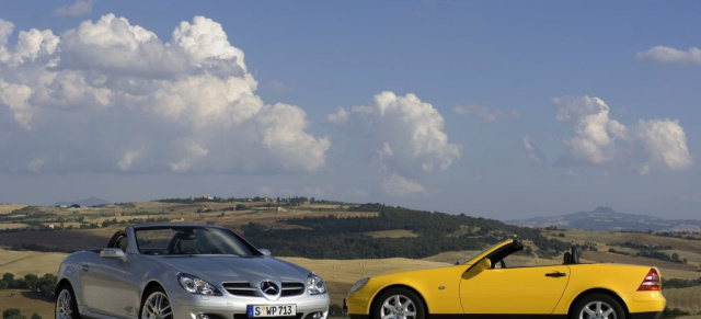 Der Mercedes SLK hat Geschichte: die kleinen Road-Stars: Seit 55 Jahren sorgen Mercedes Roadster  für frischen Wind im Sportwagensegment   