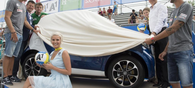 Österreich-Premiere des neuen smart fortwo und forfour  in Klagenfurt: Die neue smart Generation ist der Stargast beim A1 Beach Volleyball Grand Slam in Klagenfurt (29. Juli bis 3. August)
