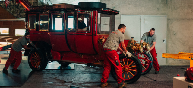 Von Canstatt ins Classic Center Fellbach: Emil Jellineks Simplex 60 PS von 1904 verlässt das Mercedes-Benz Museum