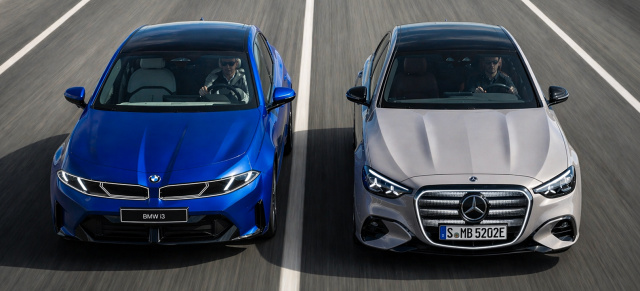 Giganten-Gipfel unter Strom: Erster Technikvergleich: Mercedes-Benz Elektro-C-Klasse gegen BMW i3