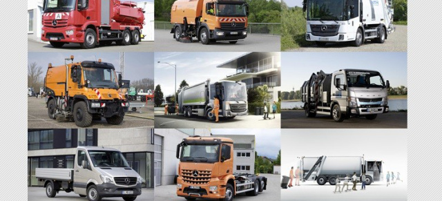 Daimler auf der IFAT: Keine Sorge mit der Entsorgung: Vom leichten Sprinter über den Unimog bis zum schweren Arocs - Daimler AG zeigt breites Spektrum an Euro VI-Fahrzeugen  für kommunale Aufgaben
