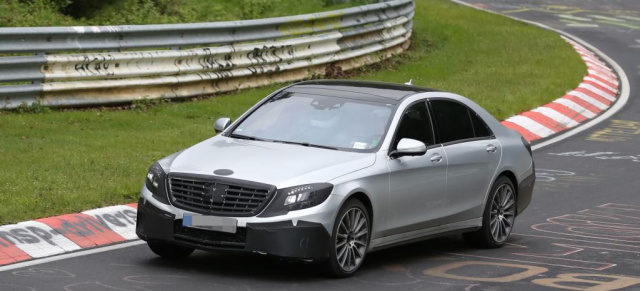 Erlkönig erwischt: Mercedes S63 AMG mit weniger Tarnung: Aktuelle Bilder von der dynamisierten neuen S-Klasse