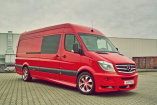 Rot und rassig: Sportiver Mercedes-Benz Sprinter von Hartmann Tuning : VANSPORTS macht den langen Sprinter sportlich fit