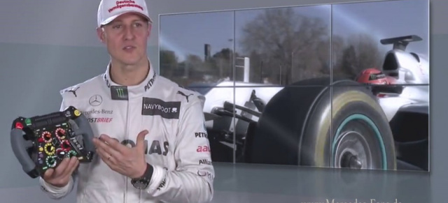 Formel 1: Michael Schumacher erklärt sein Lenkrad (Video): Knöpchen muss man haben, wenn man Siege erringen will!