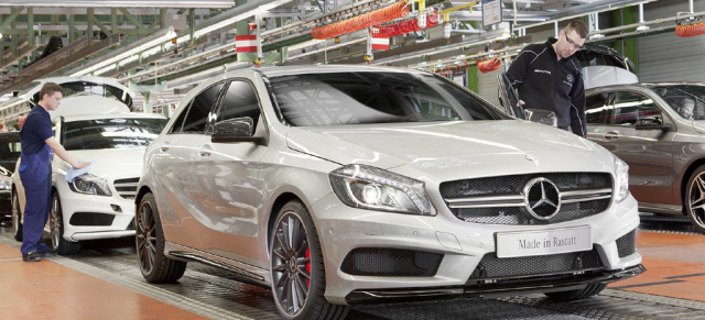 Rassiges Rastatt:  Der erste A 45 AMG lief im MB-Werk Rastatt vom Band: Silberner A 45 AMG geht an einen Kunden in Schweden