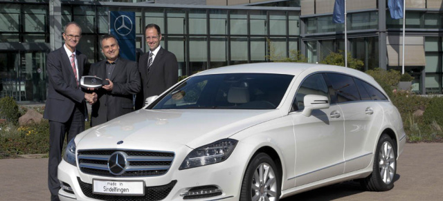 Der Anfang: Erster Kunde holt neuen CLS Shooting Brake in Sindelfingen ab: CLS 350 CDI 4MATIC BlueEFFICIENCY Shooting Brake geht an langjährigen Kunden aus Würzburg