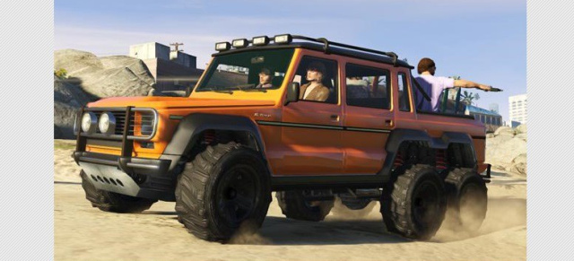 Gaststar: Mercedes G63 AMG 6x6 in GTA V: Die dreiachsige G-Klasse fuhrwerkt im Update von Grand Theft Auto V herum