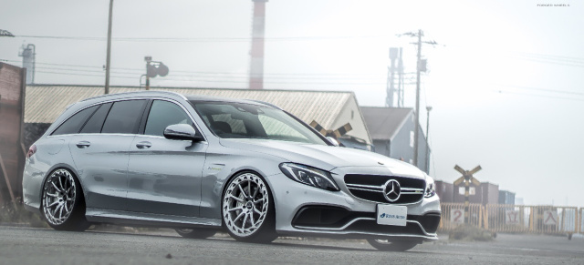 Mercedes-AMG C63 S: Gelungenes  Räder und Fahrwerkstuning: Big & chic in Japan: 20zöllige Vellanos verschönern das C63 T-Modell