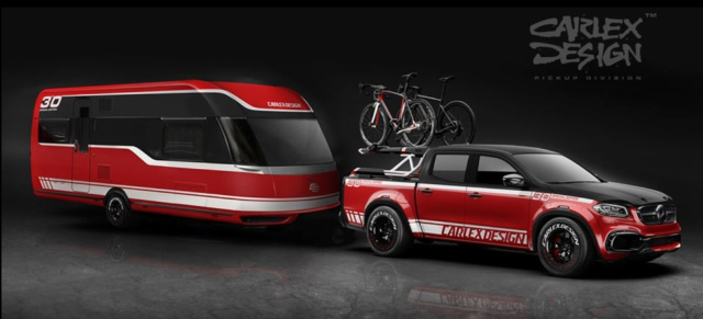 Mercedes-Benz X-Klasse: Exy Viale Bike Tour Set von CARLEX: Neues Carlex-Set für die X-Klasse: Pickup-Kit + Trailer + Fahrradträger