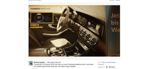 Durchgesickert: Mercedes E-Klasse-213-Interieur: Erstes Bild vom 213er Cockpit ins Netz gegangen