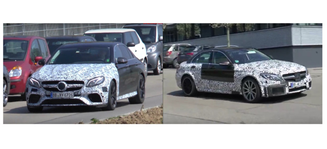 Mercedes-Benz Erlkönige im Doppelpack : Spy-Shot Double-Video-Feature: AMG E63 und W205 Versuchsträger