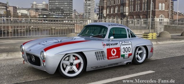 Carrera Panamericana Renner im Retro Look : Mercedes-Benz 300 SL/R (W198) mit 6,3 Liter V8 und 19" AMG-Klassik-Look-Felgen 